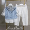 Βαπτιστικό Σύνολο Αγόρι Σιελ & Λευκό Linen – Stova Bambini