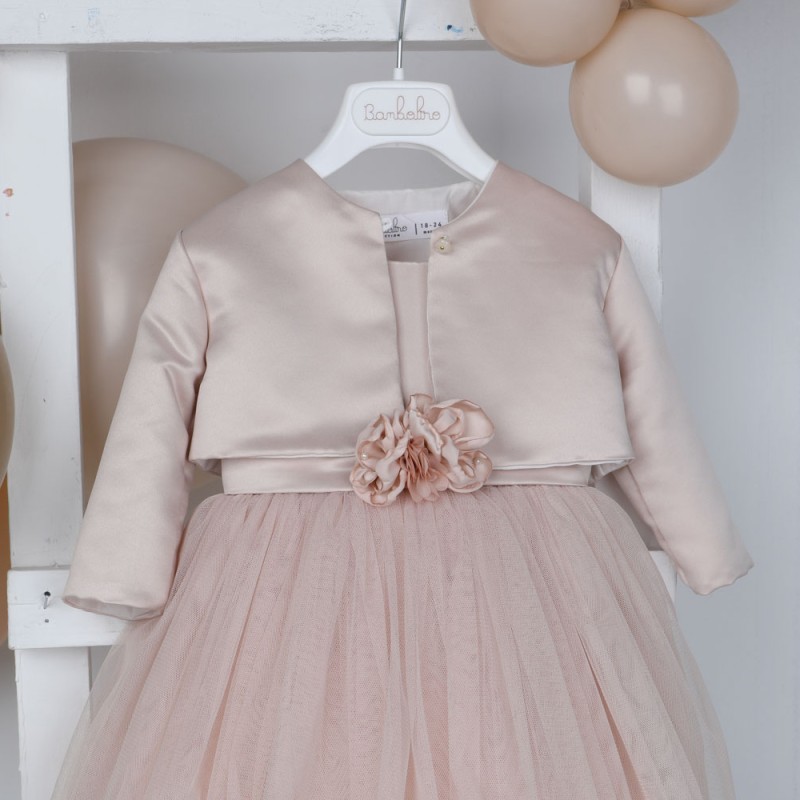 Βαπτιστικό Μπολερό Σατέν Dusty Pink (Μόνο Μπολερό) – Bambolino