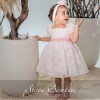 Βαπτιστικό Φόρεμα Κορίτσι Ροζ με 3D Λουλούδια & Φιόγκο – Stova Bambini