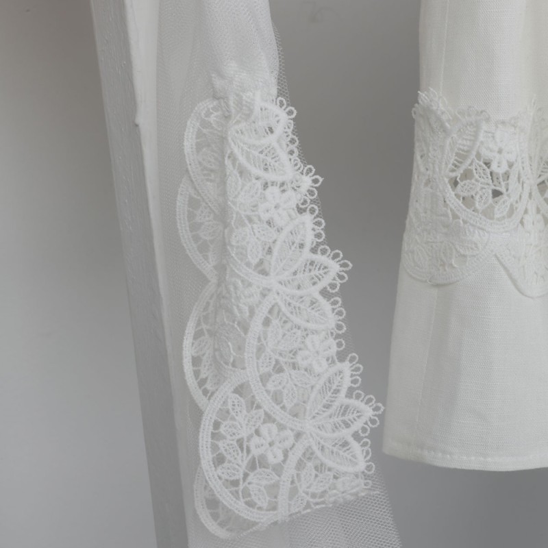 Βαπτιστικό Φόρεμα Εκρού Λινό με Δαντέλα Ioanna – Bambolino