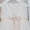 Βαπτιστικό Φόρεμα Εκρού Τούλι με Δαντέλα & Ζώνη Σομόν Olympia – Bambolino