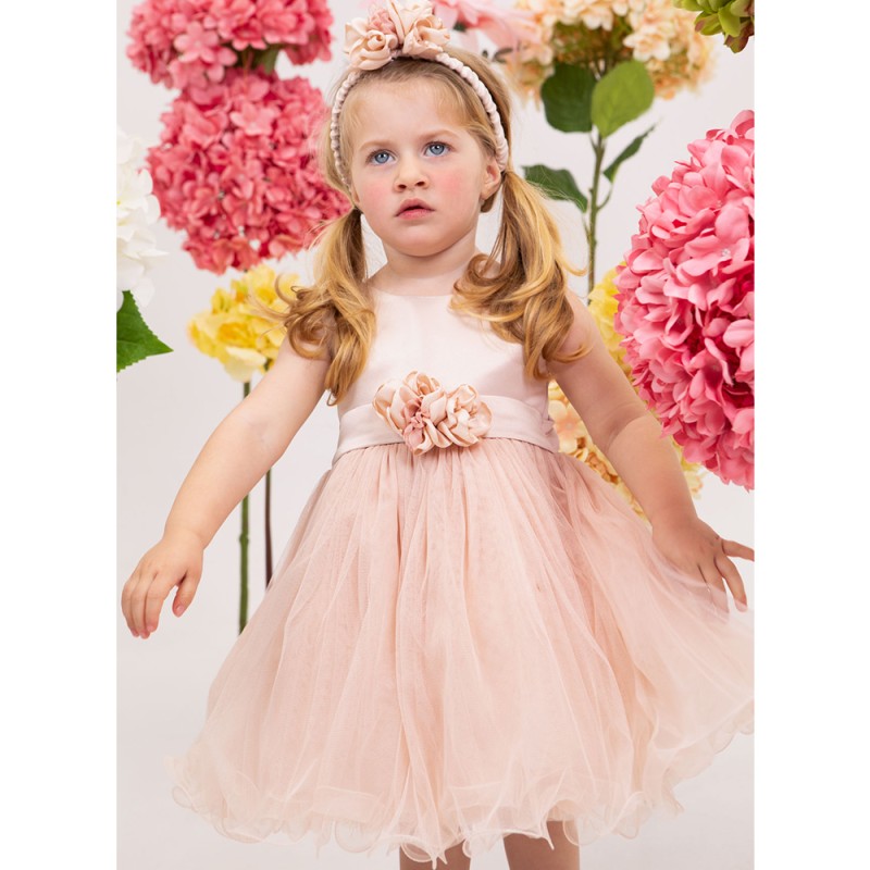 Βαπτιστικό Φόρεμα Dusty Pink Τούλι & Σατέν Ioli – Bambolino