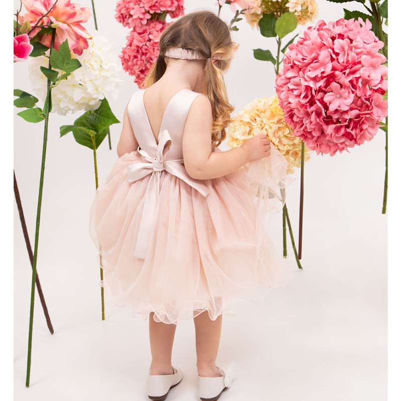 Βαπτιστικό Φόρεμα Dusty Pink Τούλι & Σατέν Ioli – Bambolino
