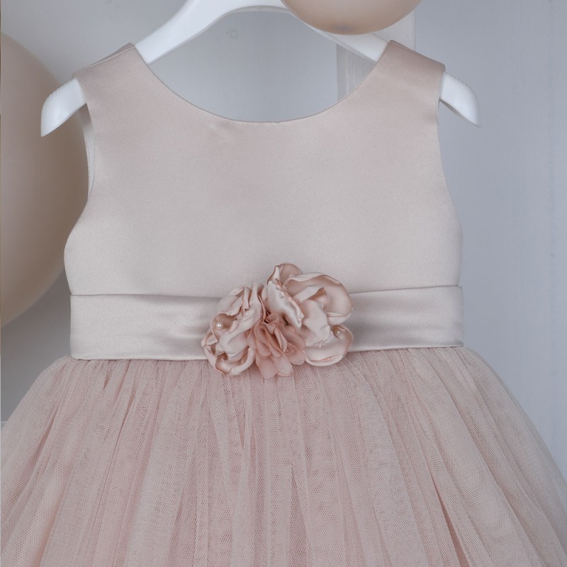 Βαπτιστικό Φόρεμα Dusty Pink Τούλι & Σατέν Ioli – Bambolino