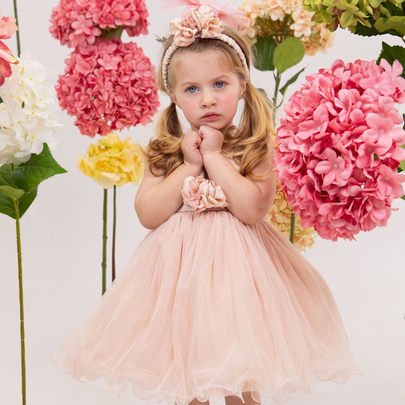 Βαπτιστικό Φόρεμα Dusty Pink Τούλι & Σατέν Ioli – Bambolino