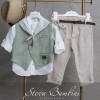 Βαπτιστικό Σύνολο Αγόρι Μέντα & Μπεζ Linen – Stova Bambini