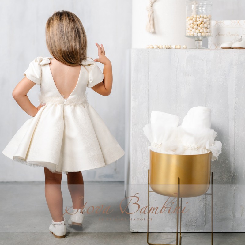 Βαπτιστικό Φόρεμα Stova Bambini - Ιβουάρ με Φιογκάκια Βαπτιστικό Φόρεμα Stova Bambini - Ιβουάρ με Φιογκάκια