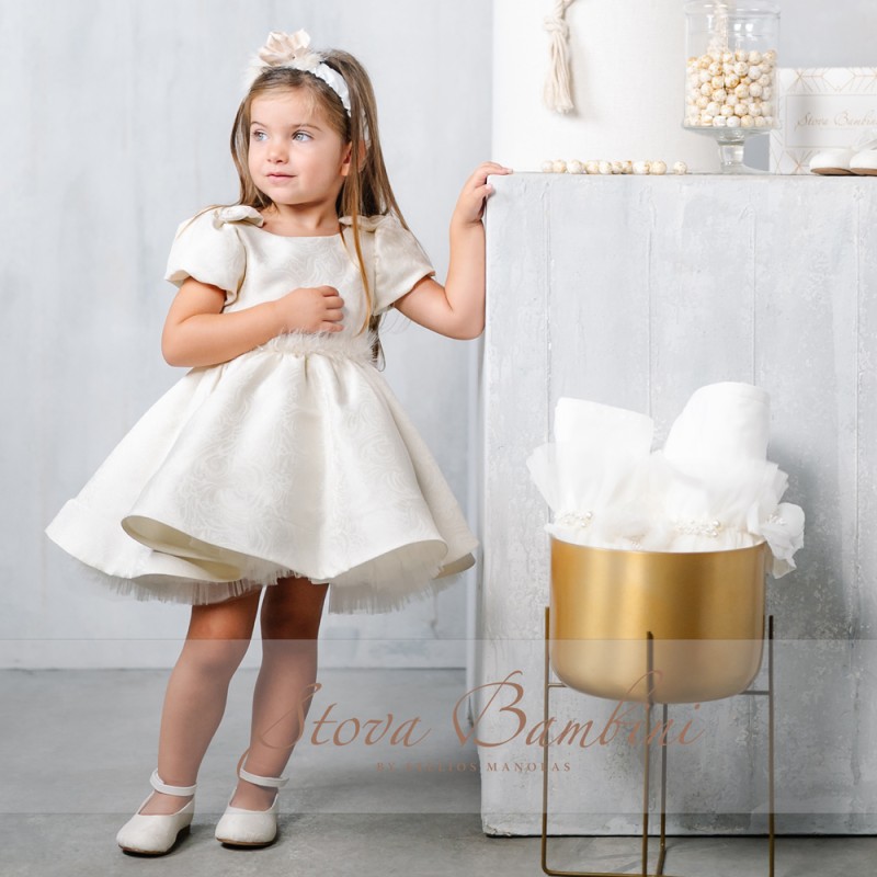Βαπτιστικό Φόρεμα Stova Bambini - Ιβουάρ με Φιογκάκια Βαπτιστικό Φόρεμα Stova Bambini - Ιβουάρ με Φιογκάκια