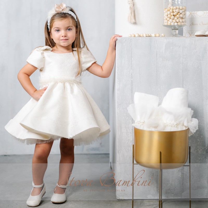 Βαπτιστικό Φόρεμα Stova Bambini - Ιβουάρ με Φιογκάκια Βαπτιστικό Φόρεμα Stova Bambini - Ιβουάρ με Φιογκάκια