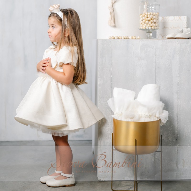 Βαπτιστικό Φόρεμα Stova Bambini - Ιβουάρ με Φιογκάκια Βαπτιστικό Φόρεμα Stova Bambini - Ιβουάρ με Φιογκάκια