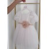 Βαπτιστικό Φόρεμα Κορίτσι Off-White με Δαντέλα & Σάπιο Μήλο