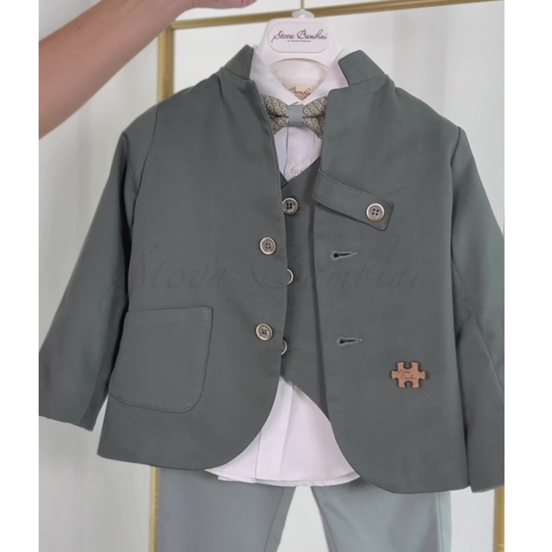 Βαπτιστικό Κοστούμι Αγόρι Μέντα & Olive Green