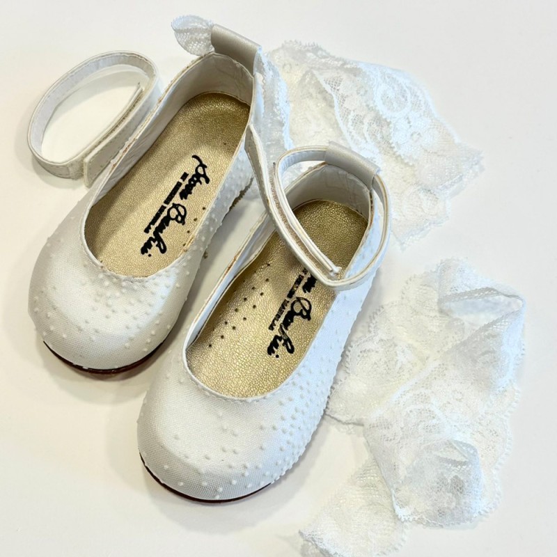 Λευκά Δερμάτινα Ανατομικά Παπουτσάκια Βάπτισης Μπαλαρίνα Stova Bambini – Outlet