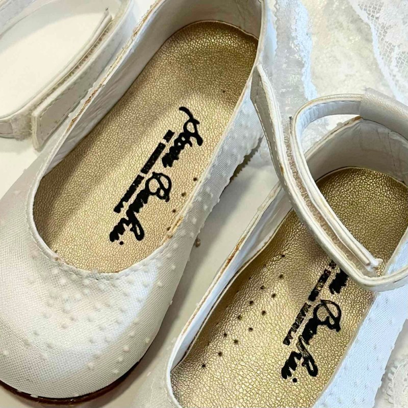 Λευκά Δερμάτινα Ανατομικά Παπουτσάκια Βάπτισης Μπαλαρίνα Stova Bambini – Outlet