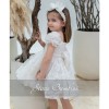Βαπτιστικό Φόρεμα Κορίτσι Λευκό με 3D Λουλούδια & Φιόγκο – Stova Bambini