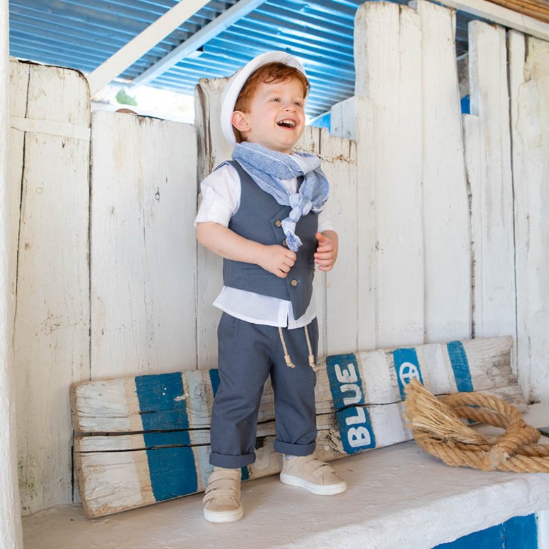 Βαπτιστικό Ρούχο Αγόρι Bambolino – Μπλε Ρουά Chic Στυλ