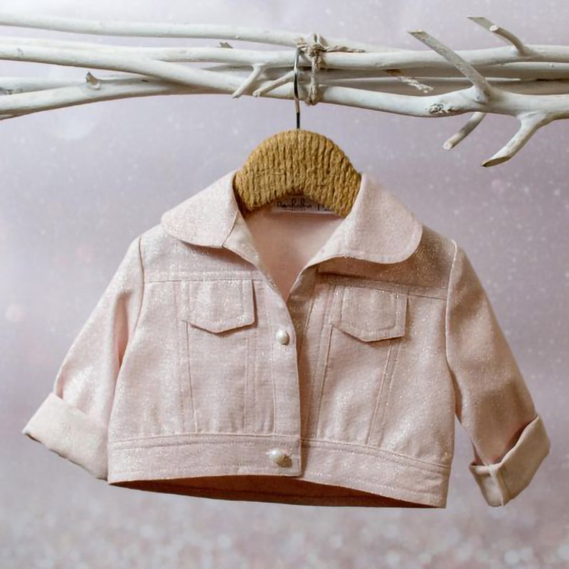 Ζακετάκι Βάπτισης Κορίτσι Cotton Glitter Ασημί, Εκρού ή Old Pink
