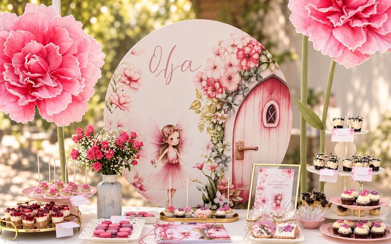 Candy Bar Βάπτισης για Κορίτσι με Θέμα Νεράιδα