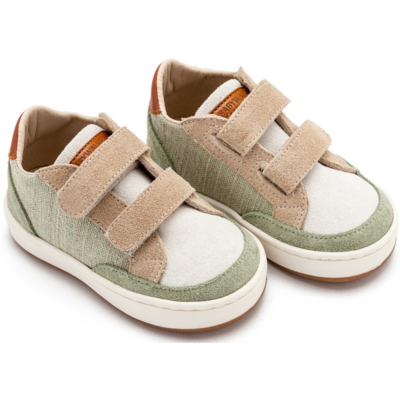 Δίχρωμο Sneaker Διπλό Χρατς Μέντα Μπεζ Λευκό