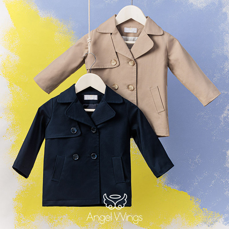 Καπαρντίνα Βάπτισης Αγόρι Βαμβακερή Μπλε ή Εκρού