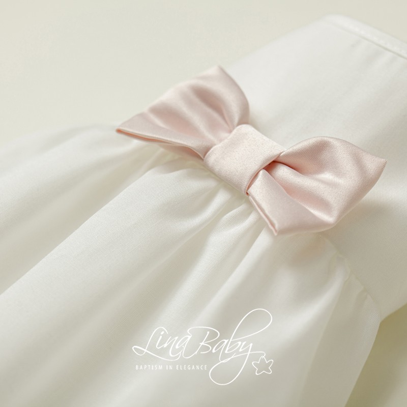 Λαδόπανα Βάπτισης – Εκρού με Διπλό Βολάν & Φιόγκο Πούδρας