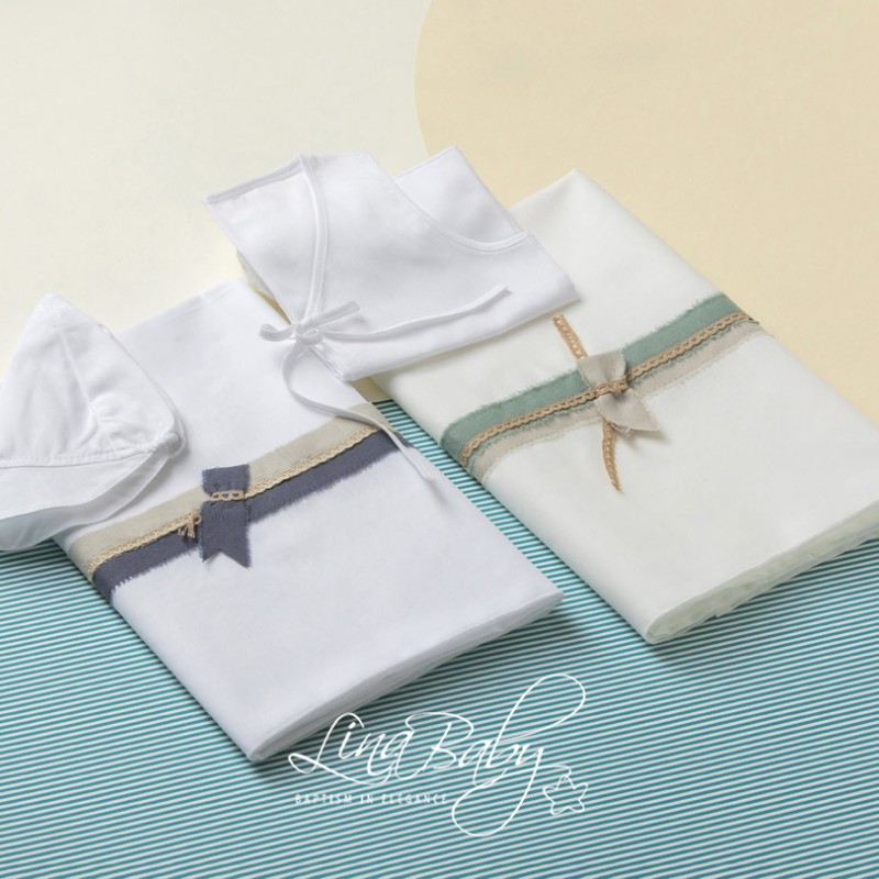 Λαδόπανο Βάπτισης "Διπλή Επιλογή" – Εκρού & Λευκό με Φιόγκο