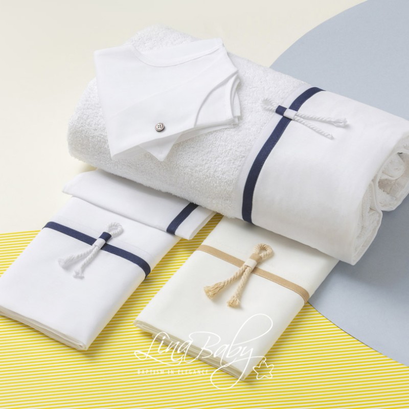 Λαδόπανο Βάπτισης Αγοριού - Ναυτικό Στυλ με Κορδόνι & Διπλή Τρέσα