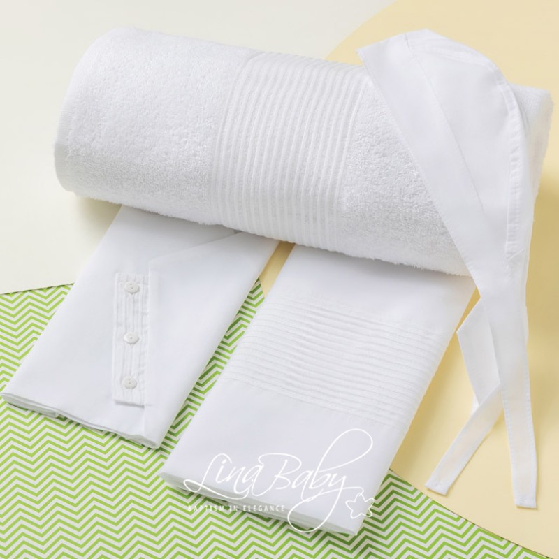 Λαδόπανα Βάπτισης – Λευκό & Εκρού με Ριγέ Οργαντίνα