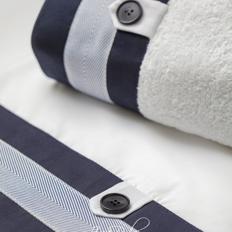 Λαδόπανο Βάπτισης Αγοριού - Ναυτικό Στυλ με Navy Blue & Ψαροκόκαλο