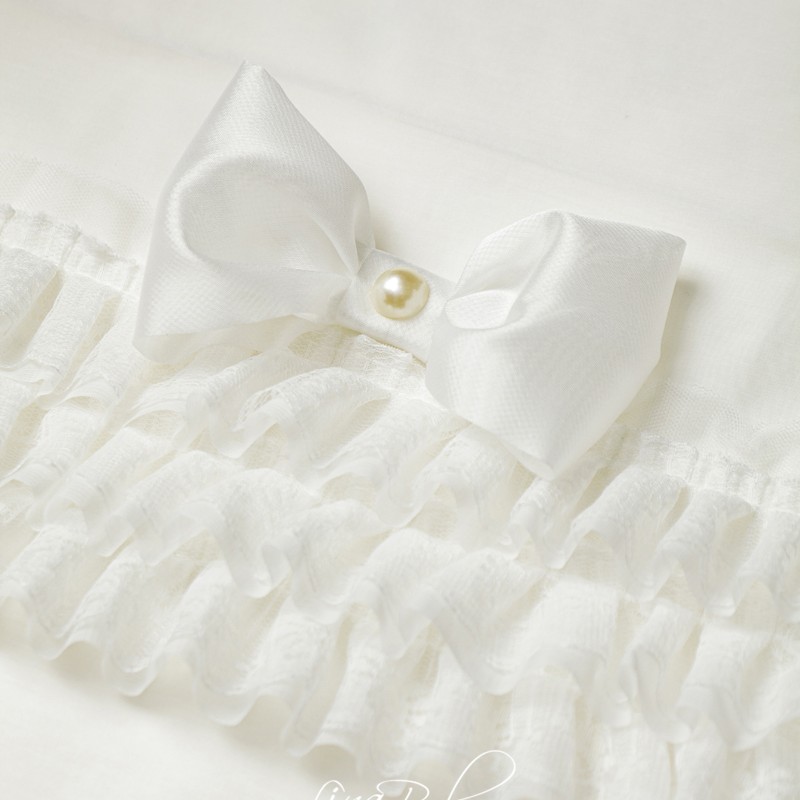 Λαδόπανα Βάπτισης – Off White με Οργαντίνα & Χειροποίητο Φιόγκο