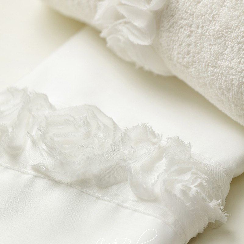 Λαδόπανα Βάπτισης “Καλυψώ” – Off White με Τρισδιάστατα Τριαντάφυλλα