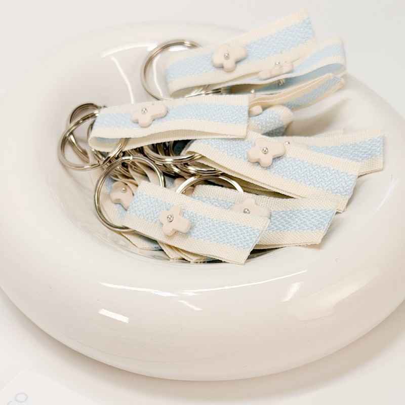 Μαρτυρικό Μπρελόκ Βάπτισης Δίχρωμη Τρέσα με Κεραμικό Σταυρό