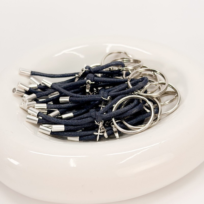 Μαρτυρικό Μπρελόκ Βάπτισης Μπλε με Ασημί Σταυρό