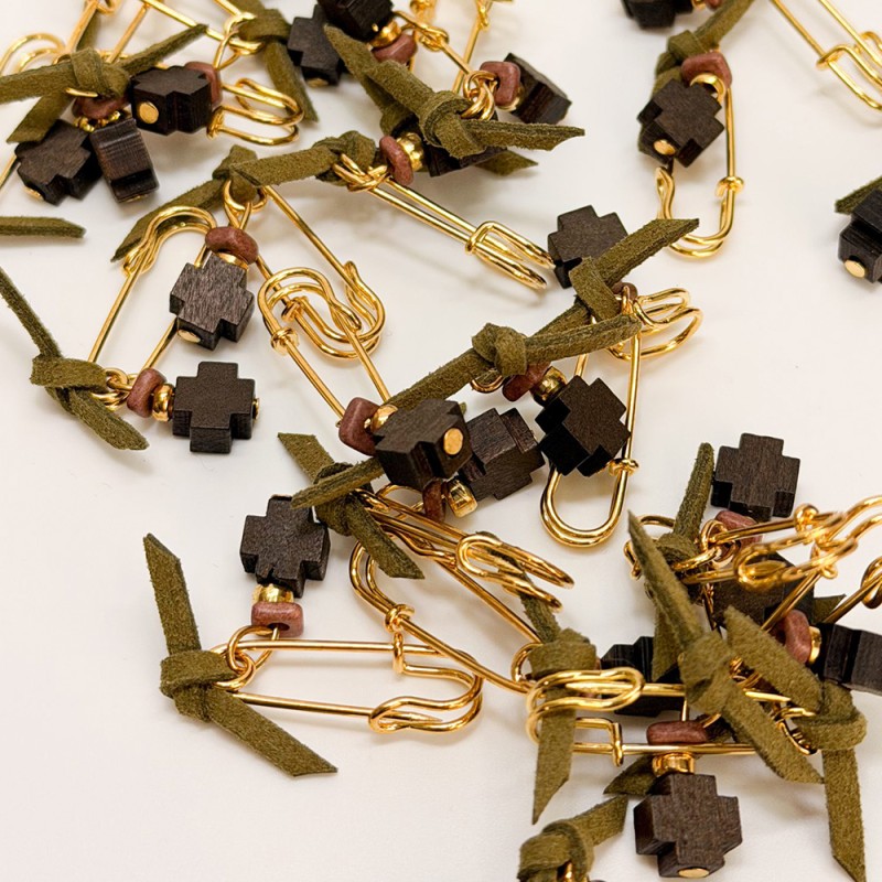 Μαρτυρικό Πέτου Βάπτισης Χακί με Ξύλινο Σταυρό