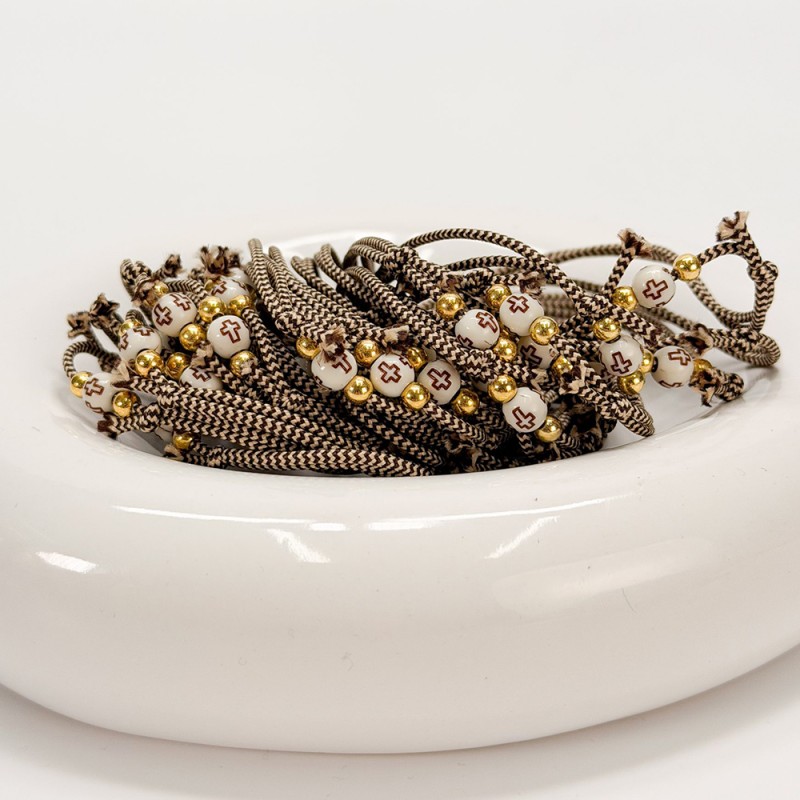 Μαρτυρικό Βραχιόλι με Δίχρωμο Κορδόνι & Χάντρα Σταυρό