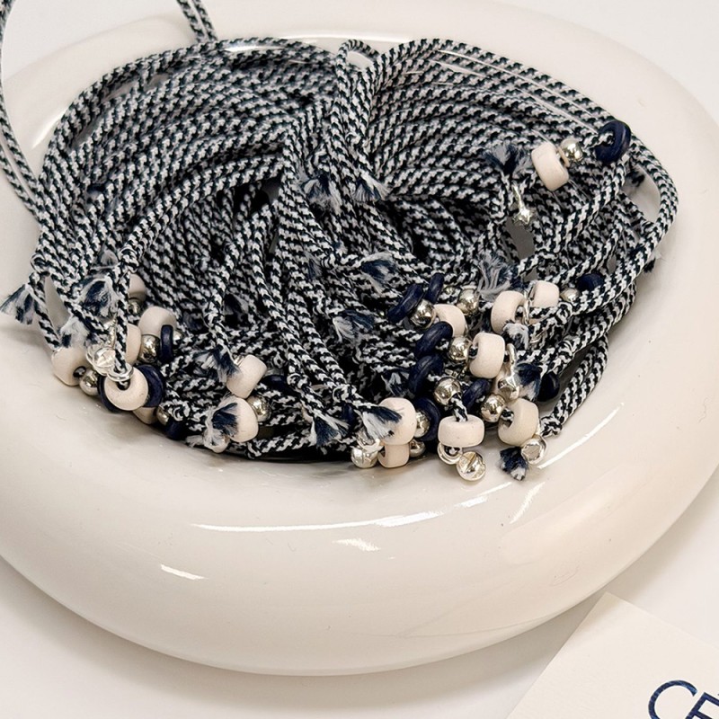 Μαρτυρικό Βραχιόλι Βάπτισης Μπλε-Λευκό με Κεραμικές Χάντρες & Ασημί Σταυρό