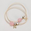 Μαρτυρικό Βραχιόλι με Εκρού Καουτσούκ Κορδόνι, Ροζ Χάντρα & Stainless Steel Σταυρό