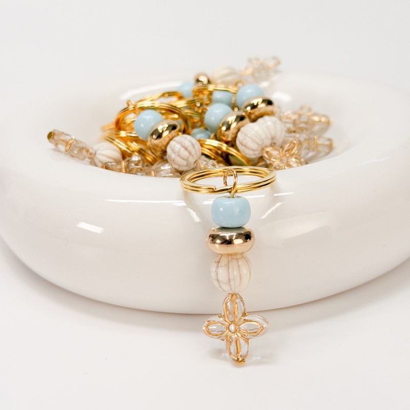 Μαρτυρικό Μπρελόκ Βάπτισης με Γαλάζια Χάντρα και Σταυρό Λουλούδι