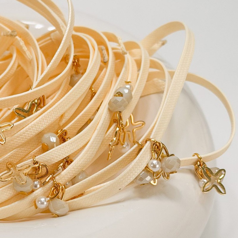 Μαρτυρικό Βραχιόλι με Κορδόνι Snake, Κρύσταλλο, Πέρλα & Σταυρό