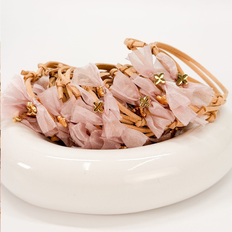 Μαρτυρικό Βραχιόλι με Σουέτ Κορδόνι & Φιογκάκι Σάπιο Μήλο