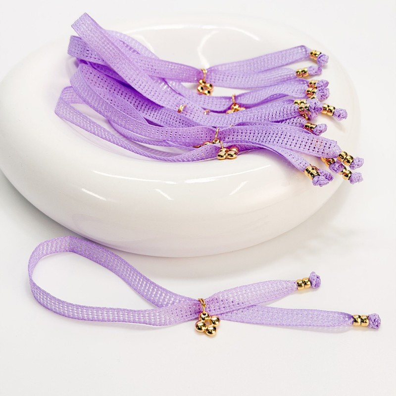 Μαρτυρικό Βραχιόλι με Λιλά Φιλντιρέ Κορδέλα & Σταυρό