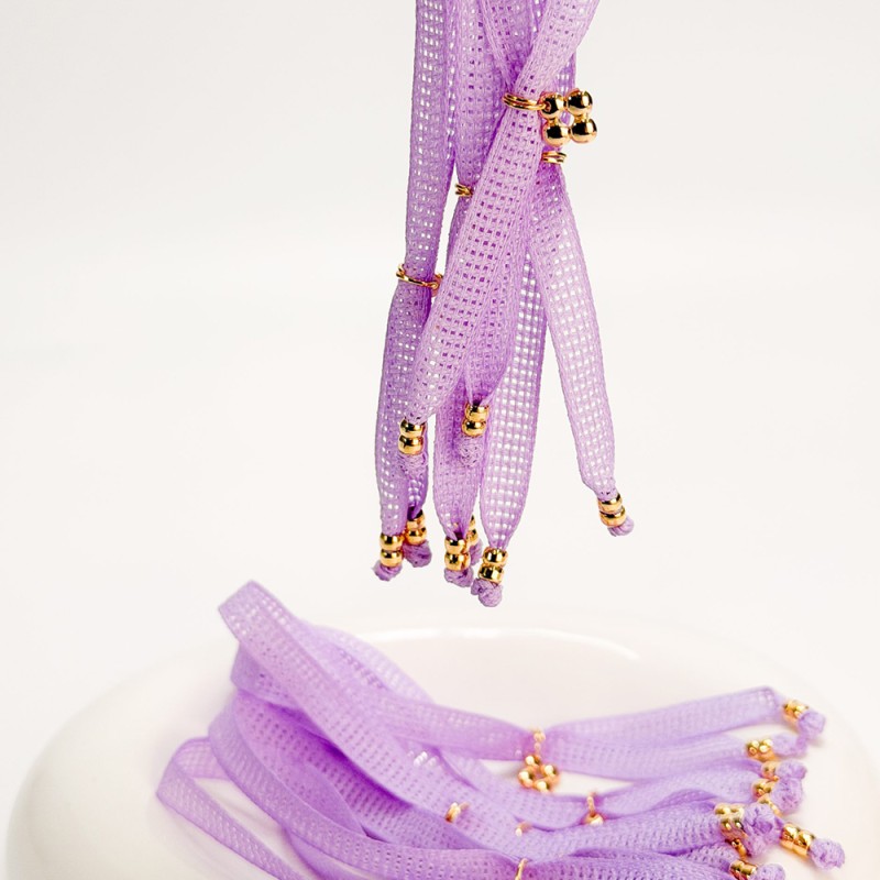 Μαρτυρικό Βραχιόλι με Λιλά Φιλντιρέ Κορδέλα & Σταυρό