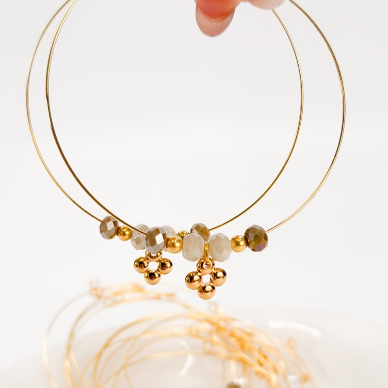 Μαρτυρικό Βραχιόλι Memory Wire με Κρύσταλλα & Επιχρυσωμένο Σταυρό