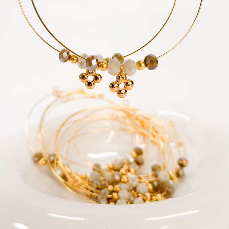 Μαρτυρικό Βραχιόλι Memory Wire με Κρύσταλλα & Επιχρυσωμένο Σταυρό