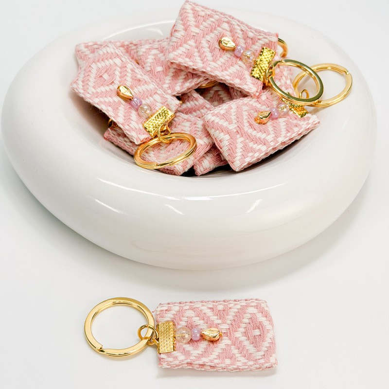 Μαρτυρικό Μπρελόκ με Ροζ-Λευκή Τρέσα, Σταυρό & Χάντρες