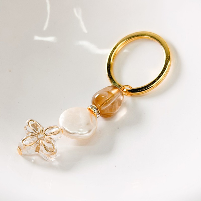 Μαρτυρικό Μπρελόκ με Πέρλα, Καφέ Χάντρα & Σταυρό Λουλούδι