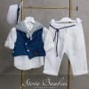 Βαπτιστικό Σύνολο Αγόρι Midnight Blue & Λευκό Λινό – Stova Bambini