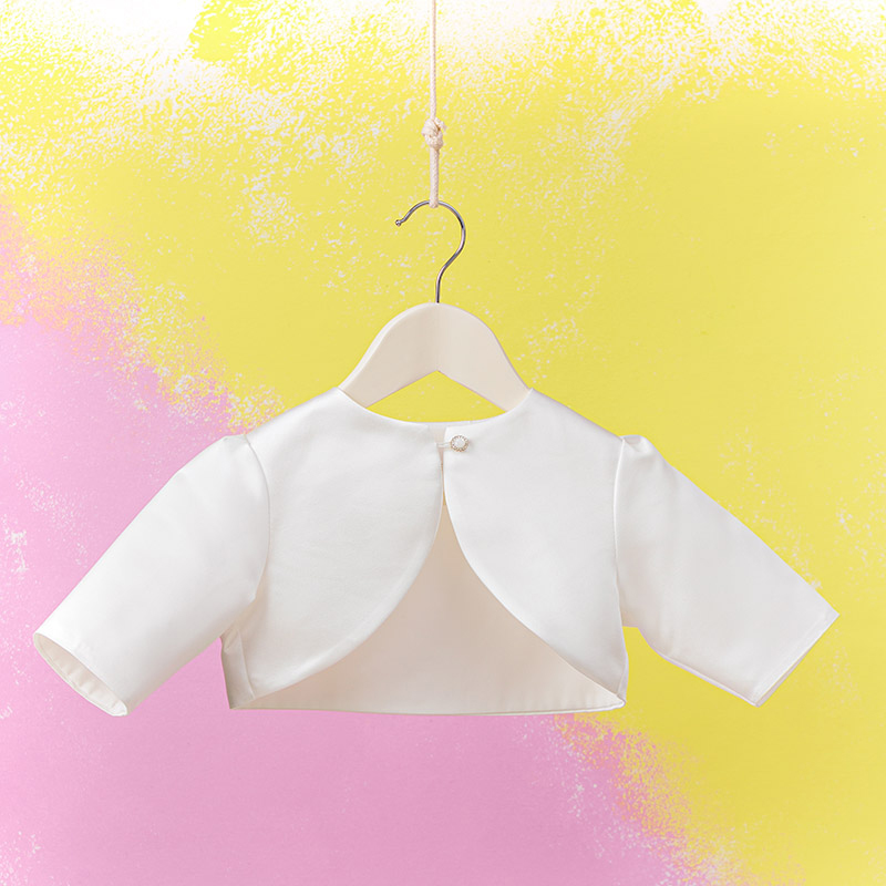 Μπολερό Βάπτισης Κορίτσι Σατέν Ντουσέζ Off White ή Nude