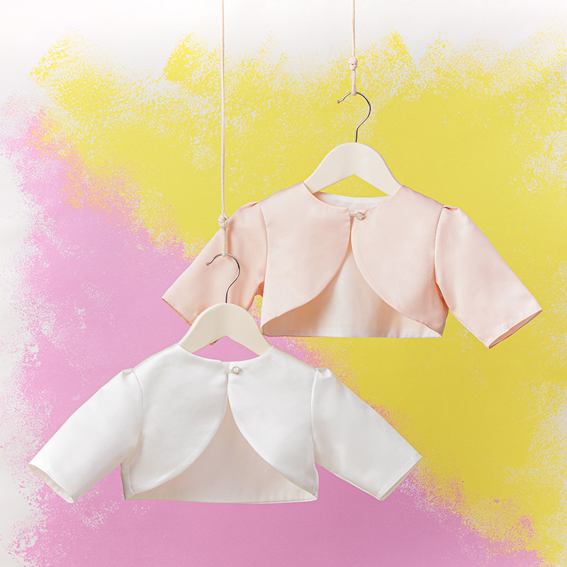 Μπολερό Βάπτισης Κορίτσι Σατέν Ντουσέζ Off White ή Nude