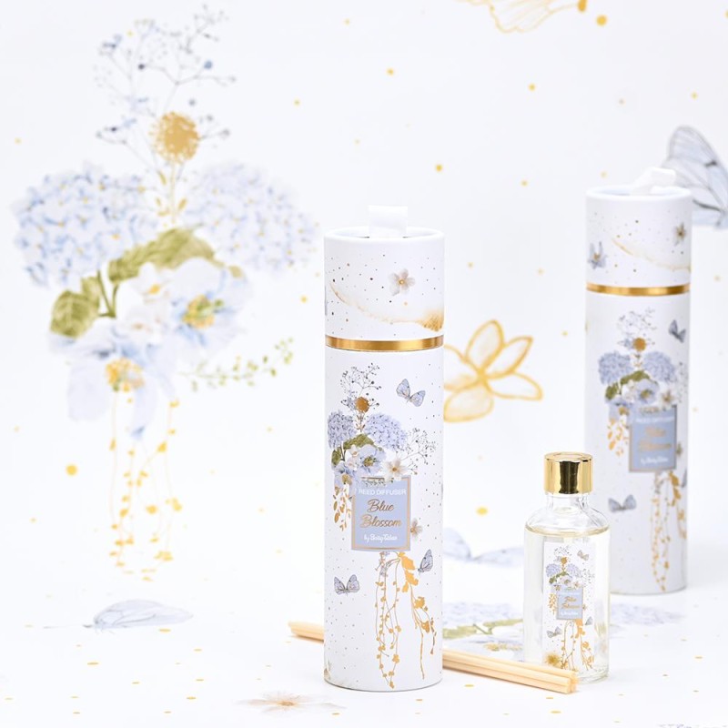 Μπομπονιέρα Βάπτισης Αρωματικό Χώρου Blue Blossom με Μπλε Άνθη